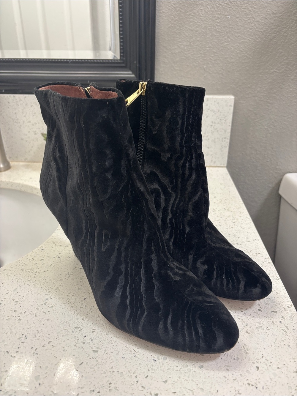 Louise et Cie Black Velvet Ankle Booties